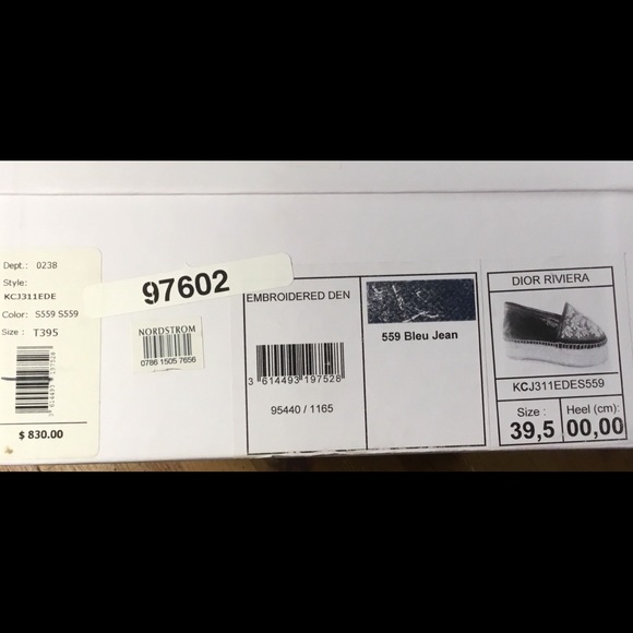 DIOR  DENIM LOAFERS WITH CRYSTAL & BEADED FRONTS - Picture 8 of 8